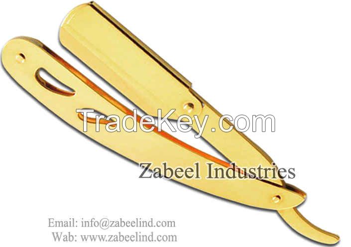 Professional Barber Straight Cut Throat Full Gold Shaving Razors / Replaceable Blade Straight Razor By Zabeel Industries