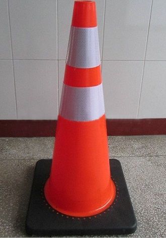 28 Inches PVC Traffic Cone with Black Rubber Base