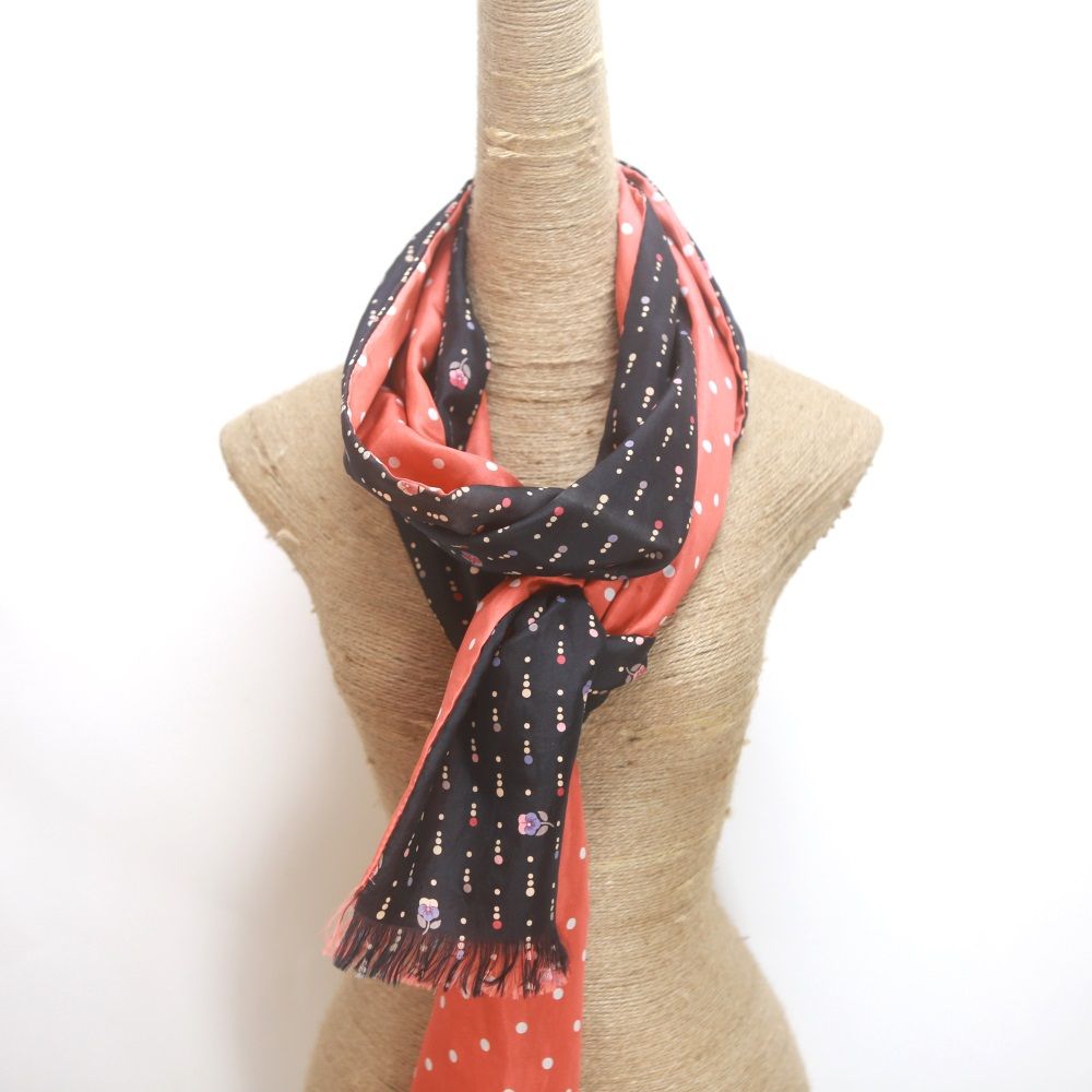 double faced printed silk habotai long scarf