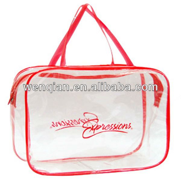 Clear pvc bag with zipper and handle