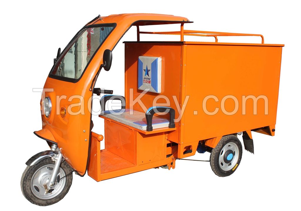 Sell 48V650W Electric Courier Tricycle with Cabin and Closed Cargo Box