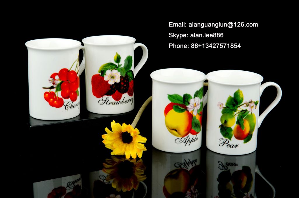 ceramic tea mug with full printing, promotional item with bird design, ceramic souvenirs