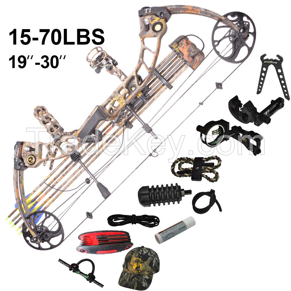 New design Hunting bow and arrow set , compound bow archery bow sets, camo and carbon, hunting compound bow