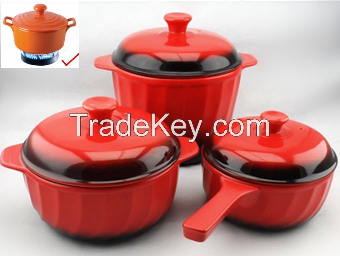 3pcs Set of Ceramic Cooking Casserol Heat-resistant Dutch Oven