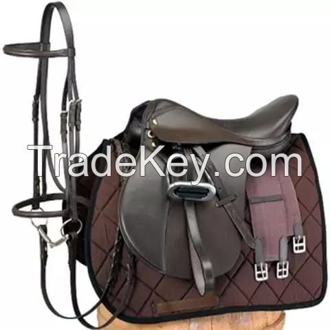 GP Leather saddle with accessories BROWN size 15 16 17 18