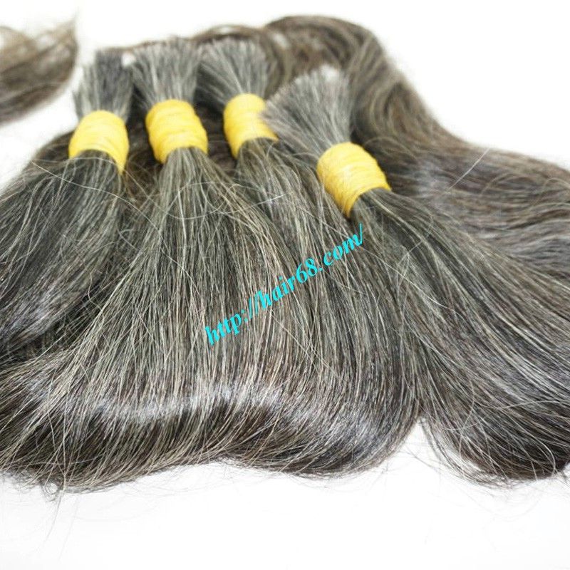 Bulk Straight, wave Gray natural hair 100g/pcs