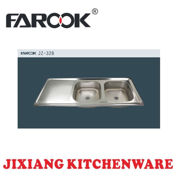 double bowl single tray stainless steel sink