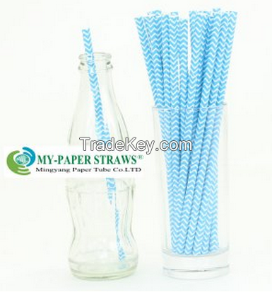 wholesale chevron straw blue paper tube