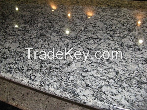 wave white granite countertop and slab