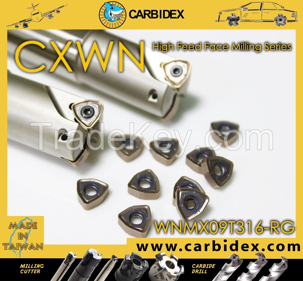 CARBIDEX Tools - CXWN High Feed Milling Series - WNMX09T316 CX30NS Indexable Carbide Milling Cutters