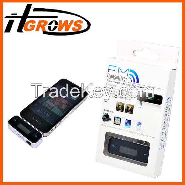 3.5mm In-car Handsfree Wireless FM Transmitter for iPhone 5 4S 4 3G for iPod for Samsung S4 S3
