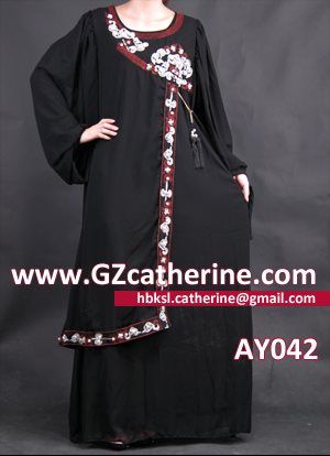 Elegant Black Chiffon Embroidery Beaded Dubai Abayas