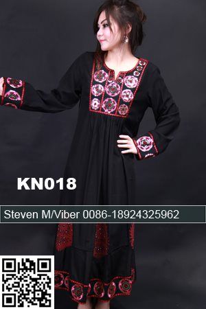 Elegant Black Chiffon Embroidery Prom Abaya Dress