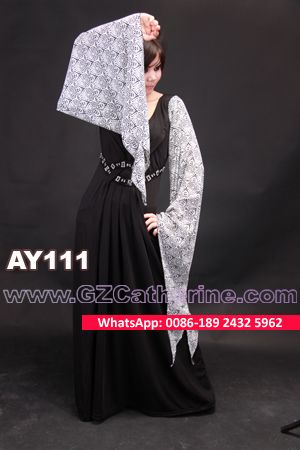 Black Chiffon Mixed Printed Sleeves Elegant Beaded Maxi Abaya Designs Online for Sale