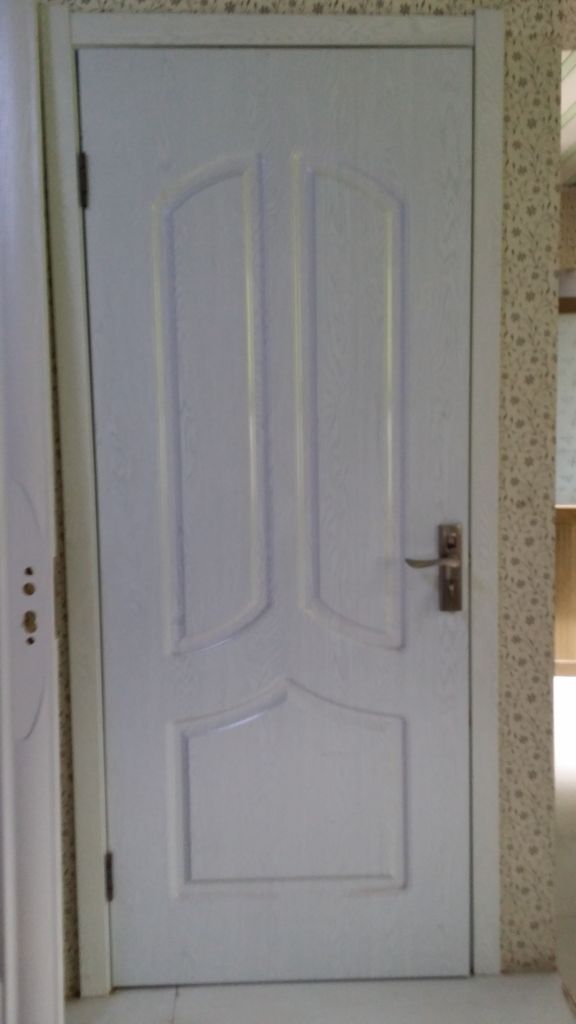 PVC veneer MDF wood interior door with glass design