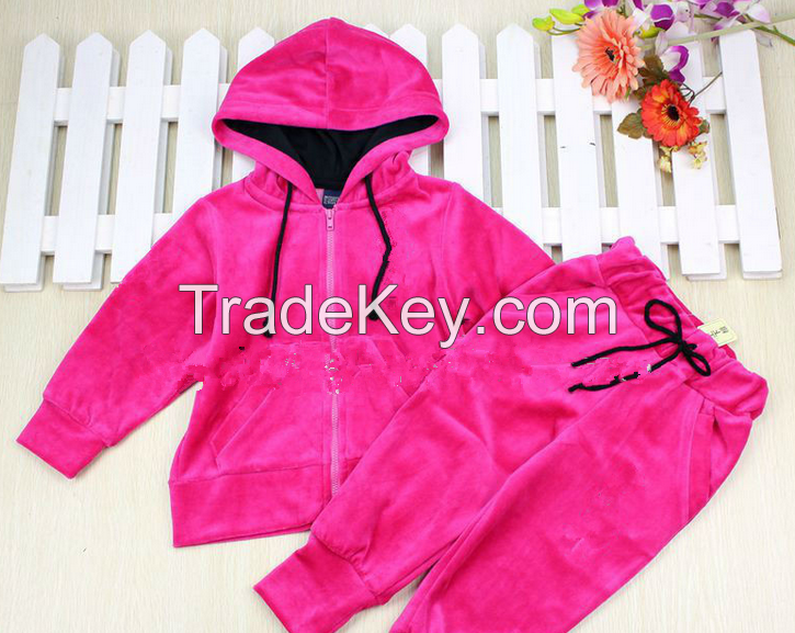 2014 cheap factory sales children clothes with hooded sports suit