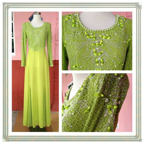 New fashion lace with stone islamic dress