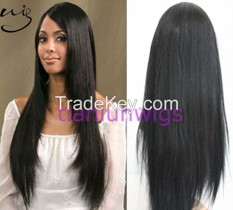 wholesale price top quality unprocessed silk straight lace wigs , virgin human hair full lace wigs with baby hair , lace front wig for women