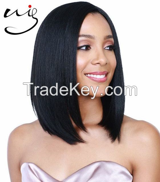 hot selling top quality unprocessed natural black human hair wigs , beauty bob full lace wig for women