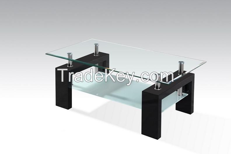 MDF High Glossy Coffee Table With Glass Top