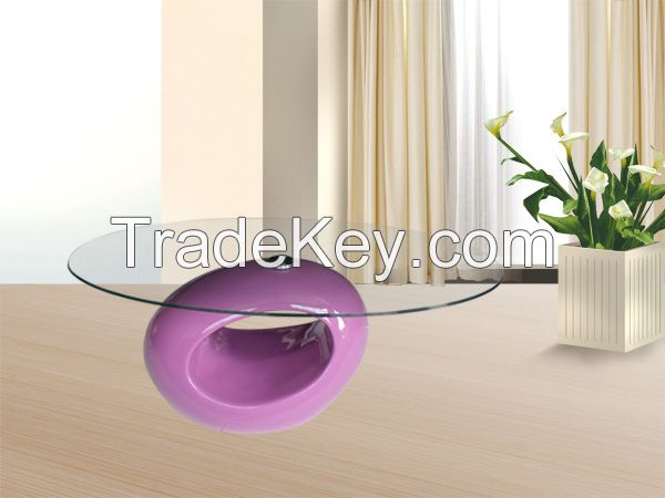 Fiber Glass Coffee Table /Oval Shape Glass Tea Tables