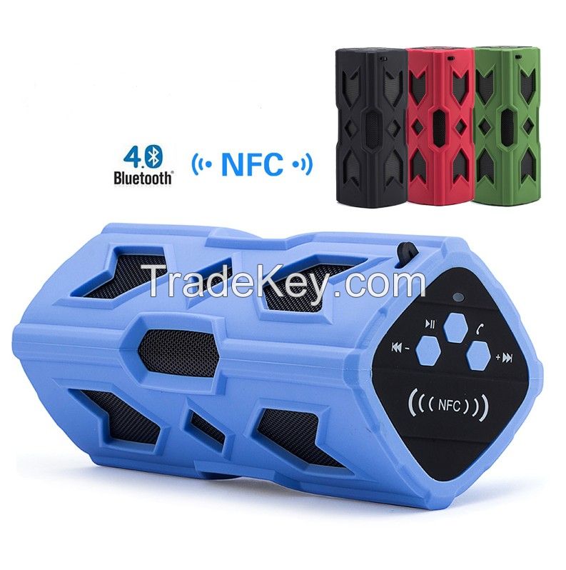 Outdoor Water Resistanct Bluetooth 4.0 NFC Speaker Subwoofer Box with Powerbank