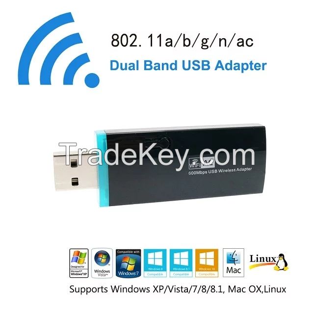 600Mbps Dual band 2.4G/5.8G wireless usb adapter