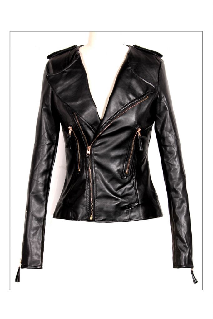 new style women's pu leather jacket