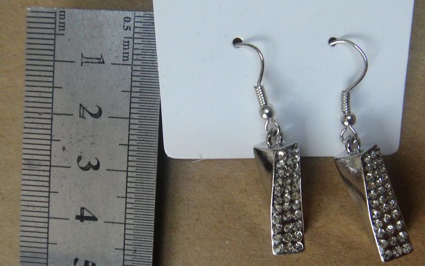 fish hook earring with pave stones