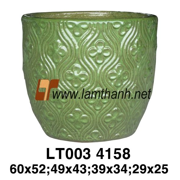 Green Glazed Pattern Planter