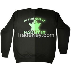 Sweatshirts Jumpers Haunt It GLOW IN DARK Funny Fancy Dress SWEATSHIRT