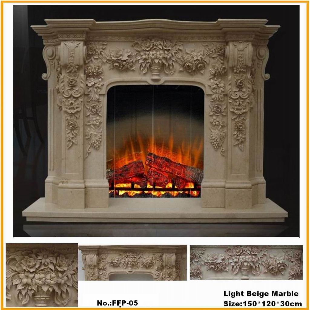 Stone Fireplace Big White Marble Carved Fireplace for Villa