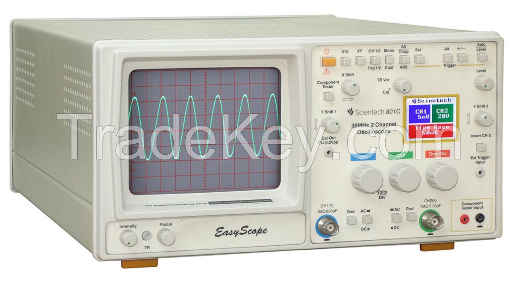 30 MHz Oscilloscope with Color LCD Digital Readout & Component Tester