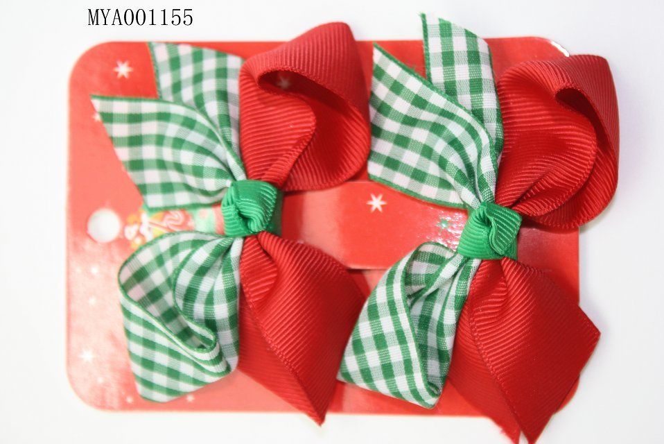HAPPY DAY TODDLERS AND GIRS TARTAN FABRIC  HAIR BOW