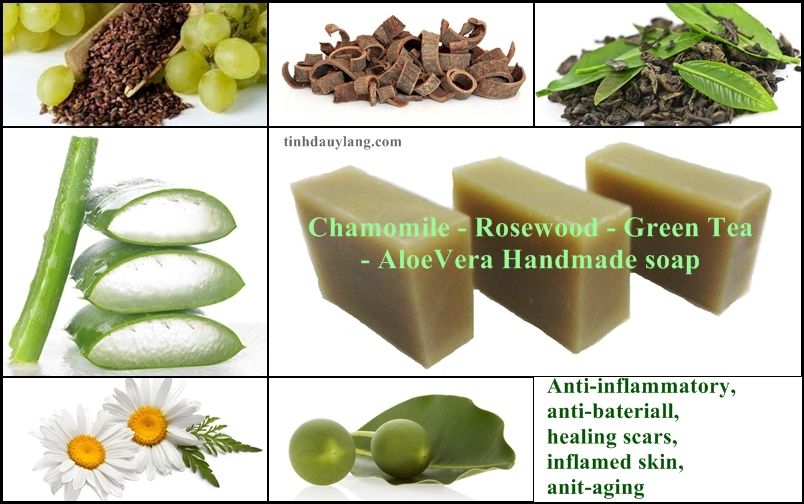 Chamomile - Rosewood - Green Tea - Aloe Vera Handmade Soap