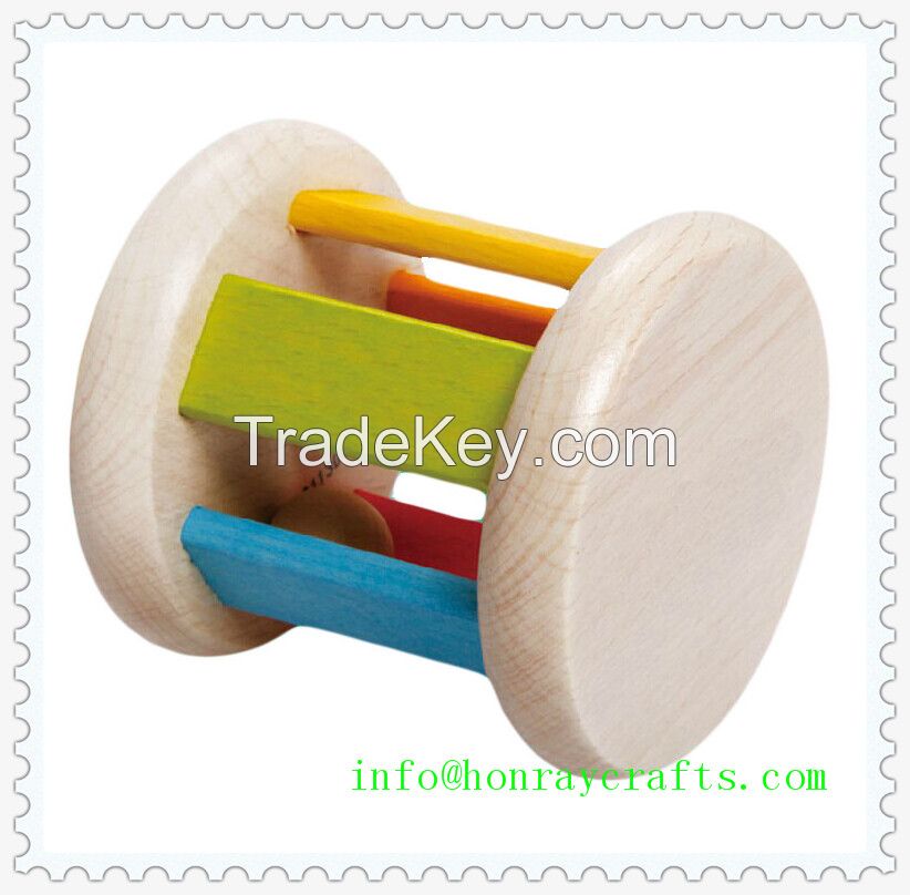 hr10000008 A great toy for infants.It's simple in design, yet fascinating to their young minds.By rolling the rattle around, theball inside makes a nice melody.Safe for infants-it's made with nontoxic Water based paint on beechwood.