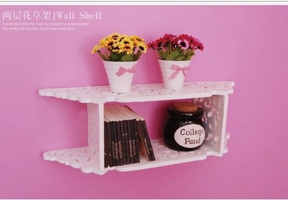 Wall storage rack white color two layers