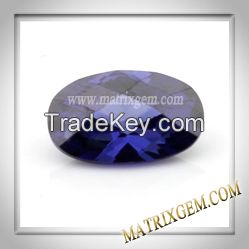 Synthetic Tanzanite CZ Stone Oval Checkerboard