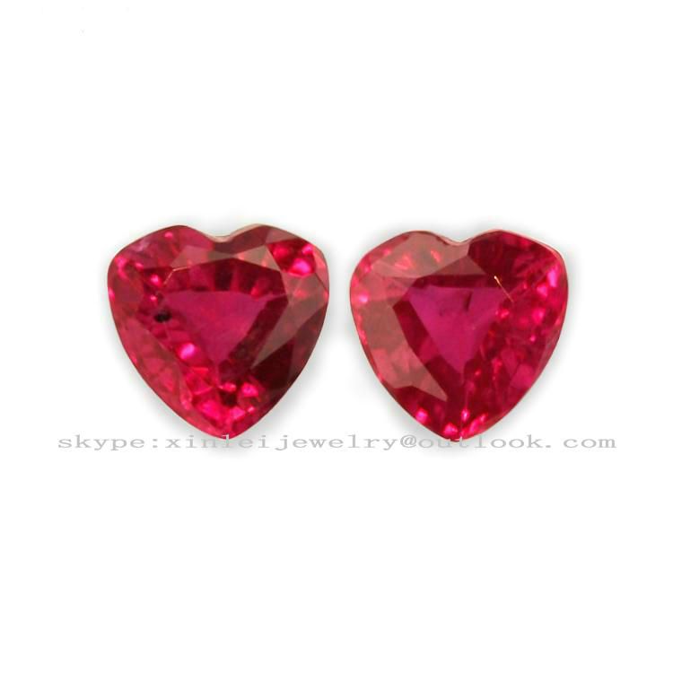 Heart Corundum Machine Cut Loose Gem 1# to 8# Color Heart Red Corundum All Size Finished Loose