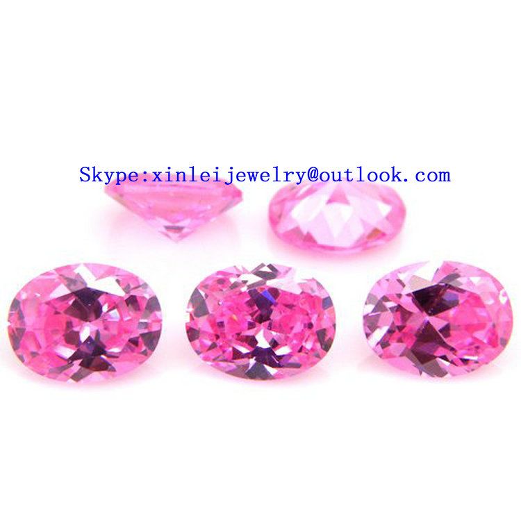 Oval CZ Pink Gemstone Loose machine cut pink Zircon oval shape high quality with discount price