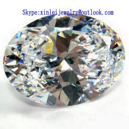 White Cubic Zircon Oval Cut Loose Gemstone AAA Qaulity, Transparent CZ Oval Shape Colorless Zircon Loose