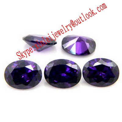 Dark Amk Zircon Loose Oval cut, Purple CZ loose Deep Purple of cubic zirconia loose gemstone AAA quality
