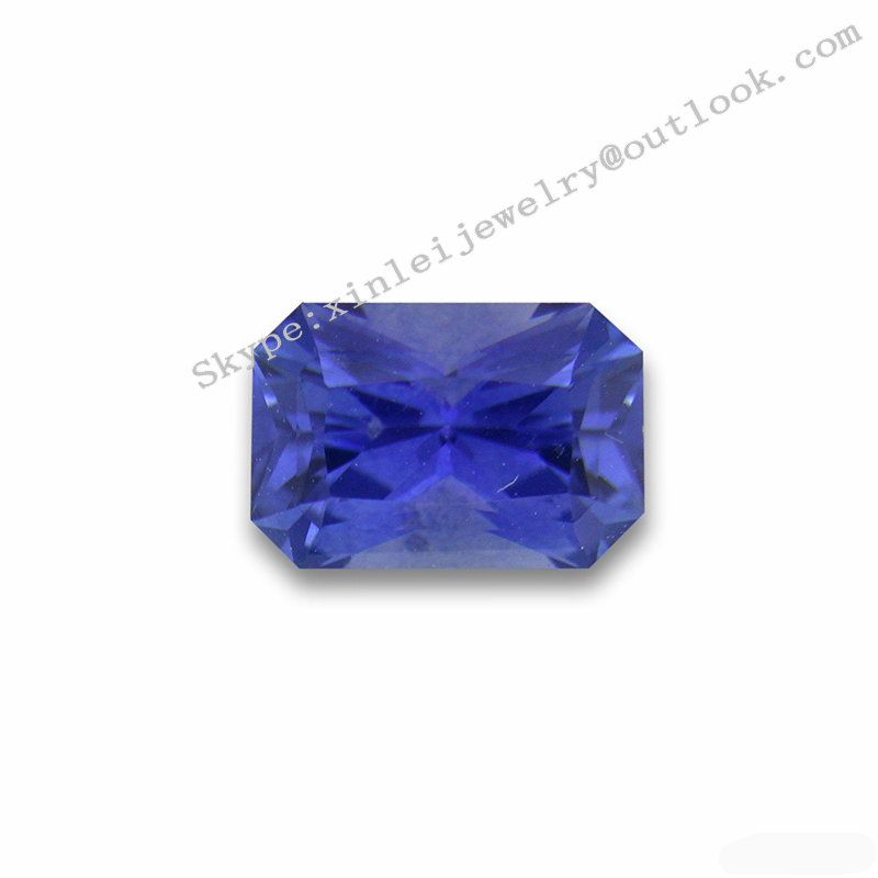 Blue Cubic Zirconia Rectangle Cut Loose Gemstone Machine Cutting Blue CZ AB A AAA Quality Blue Zircon Loose