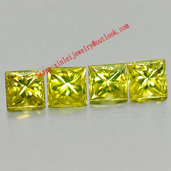 Medium Yellow Cubic Zirconia Square Cut Loose Gems Med Yellow CZ Cutted Loose 4# Zircon Loose Square