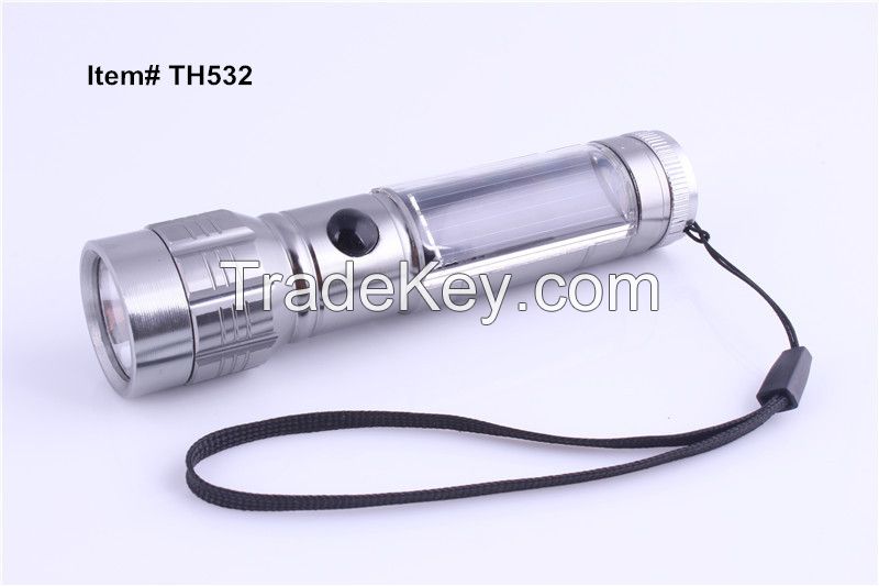 Rechargeable Solar Led Flashlight with Compass