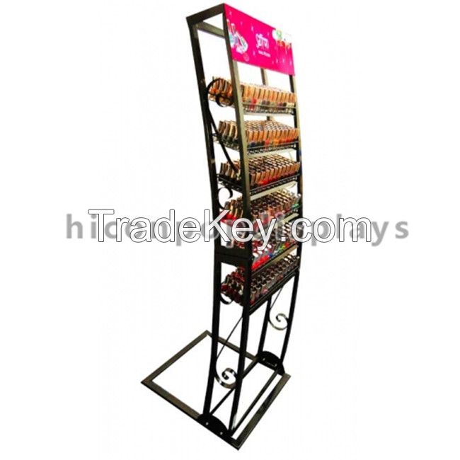 Beauty Products Wholesale Metal Tube Makeup Stand Cosmetics Floor Display Stand