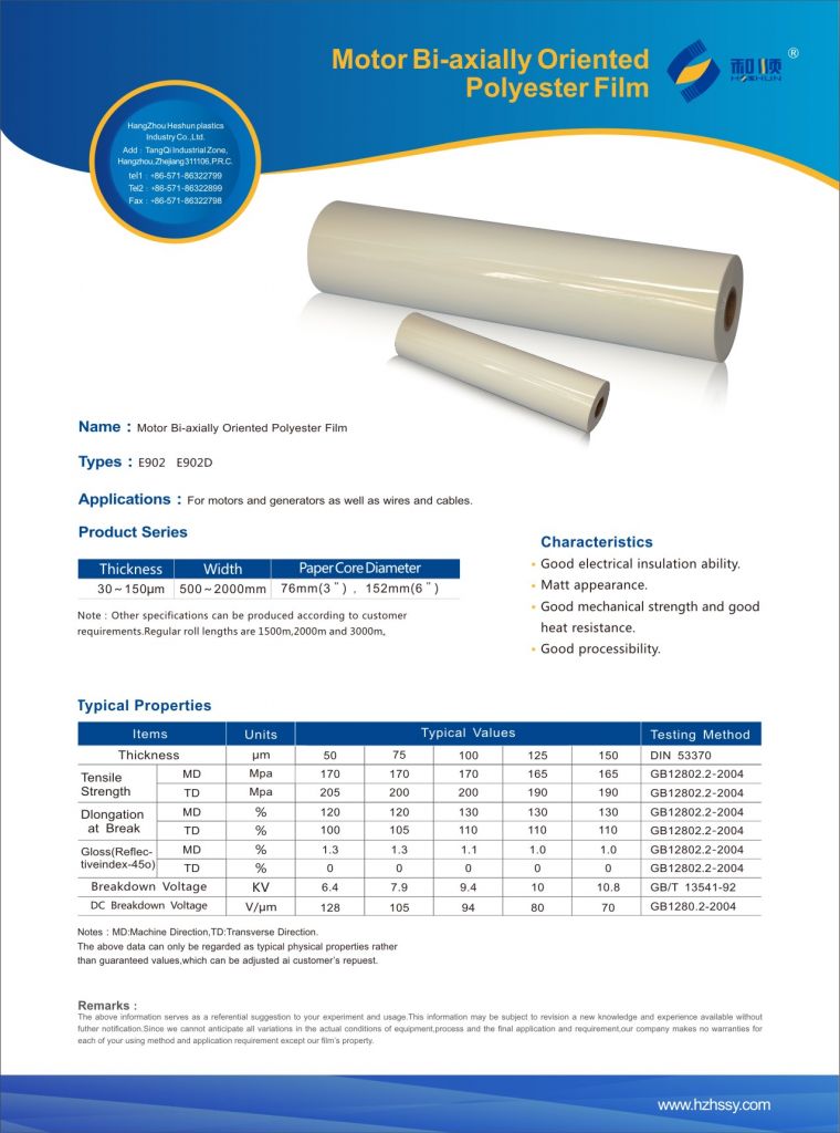 Motor Polyester film(PET)