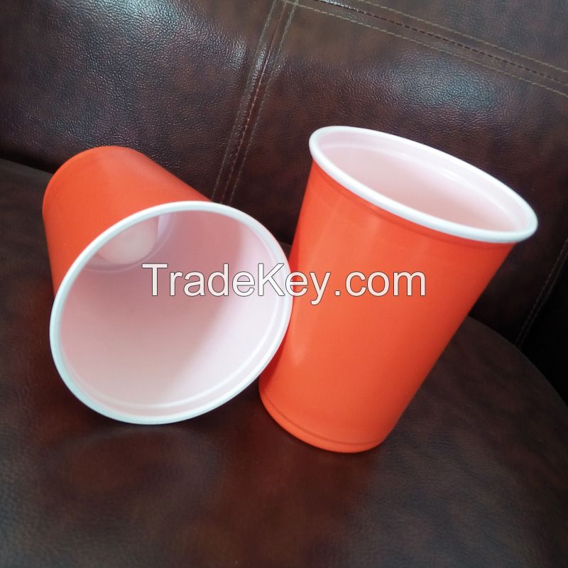 pp 16oz double-color disposable plastic cup