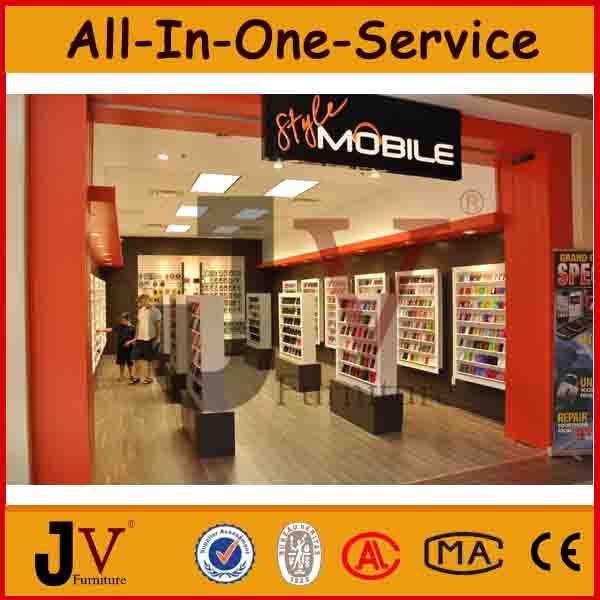 Cell phone accessories display showcase wooden store furniture