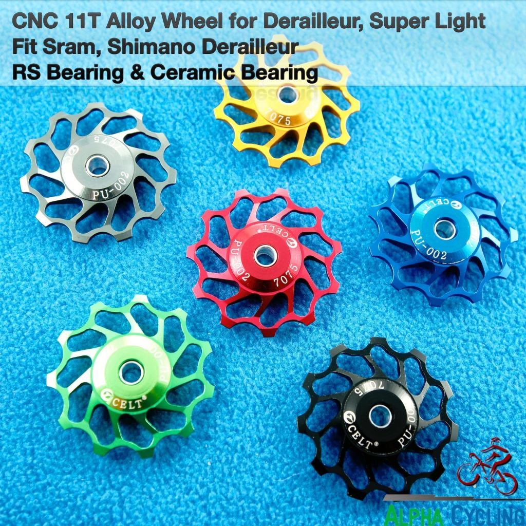 CNC Aluminum Alloy Wheel for Shimano & Sram XX, XO, X9, X7 Rear Mech Derailleur, Ceramic Bearing